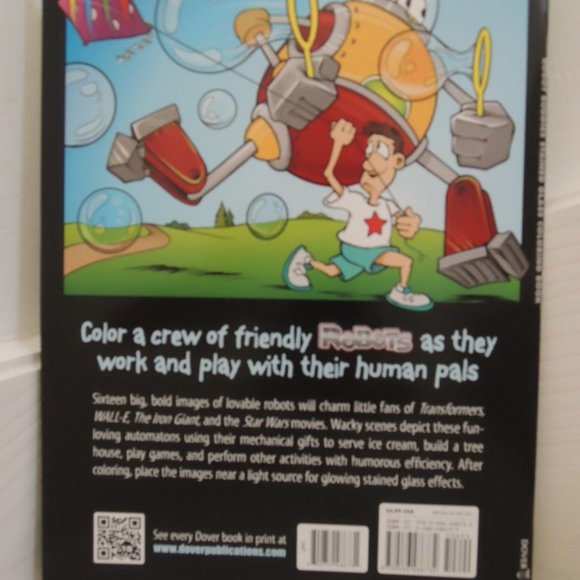 Robot Buddies Stained Glass Coloring Book Dover Stained Glass Coloring Book NEW - Picture 3 of 3